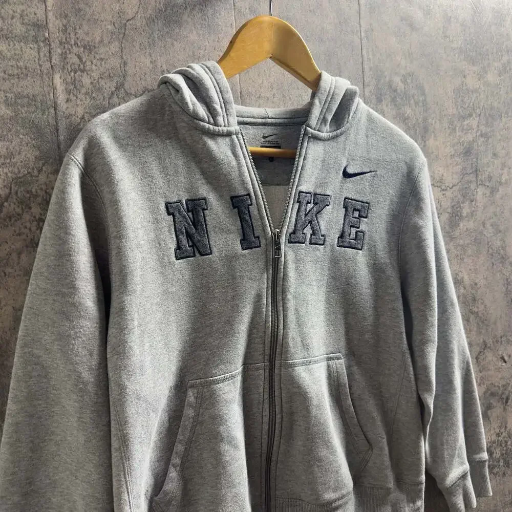 Nike Spellout Zip-Up Hoodie, Grey, Kids Size L